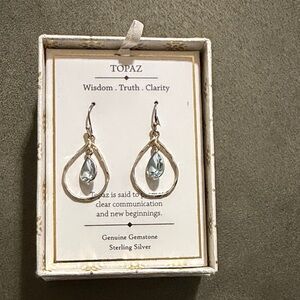 Sterling silver and blue topaz earrings, NIB